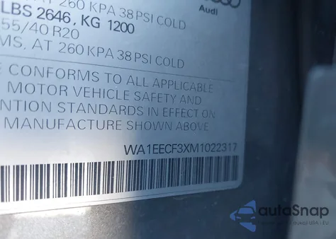 2021 Audi Q3 Premium Plus 45 Tfsi S Line Quattro Tiptronic from USA, damaged, VIN WA1EECF3XM1022317